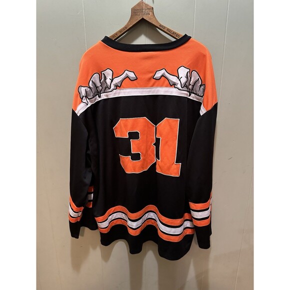 Spirit Halloween Black Orange HORROR Hockey Jersey XL Reaper Phantom 31 - Picture 6 of 6